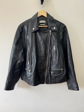 MNG Mango Leather Moto Biker Jacket 1XL sheep leather